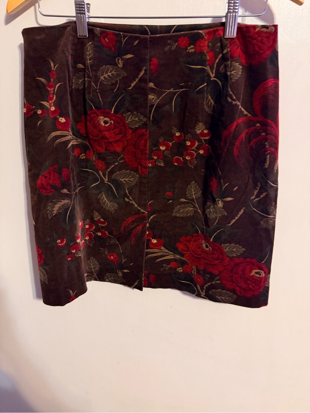 Ann Taylor Brown Floral Corduroy Mini Skirt Size 10 - Picture 7 of 10